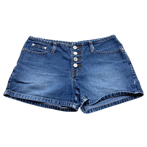 No Boundaries Y2K Denim Jean Low Rise Button Fly Shorts Size 7 - Picture 1 of 6